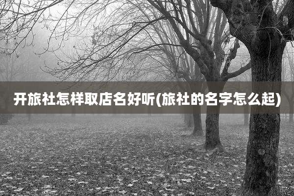 开旅社怎样取店名好听(旅社的名字怎么起)