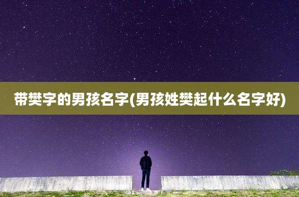 带樊字的男孩名字(男孩姓樊起什么名字好)