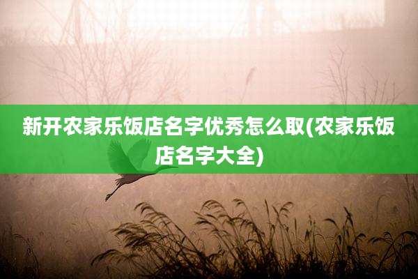 新开农家乐饭店名字优秀怎么取(农家乐饭店名字大全)