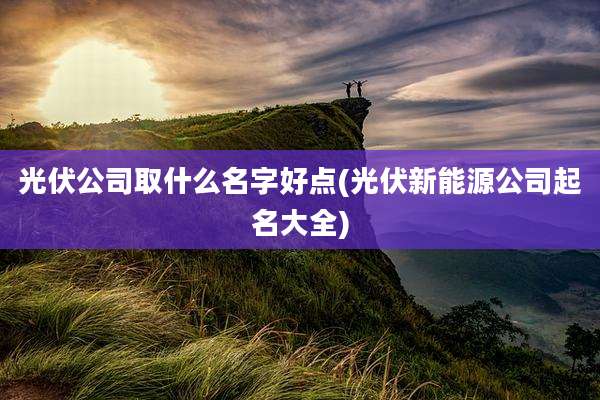 光伏公司取什么名字好点(光伏新能源公司起名大全)