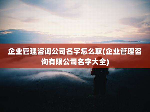 企业管理咨询公司名字怎么取(企业管理咨询有限公司名字大全)