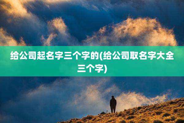 给公司起名字三个字的(给公司取名字大全三个字)