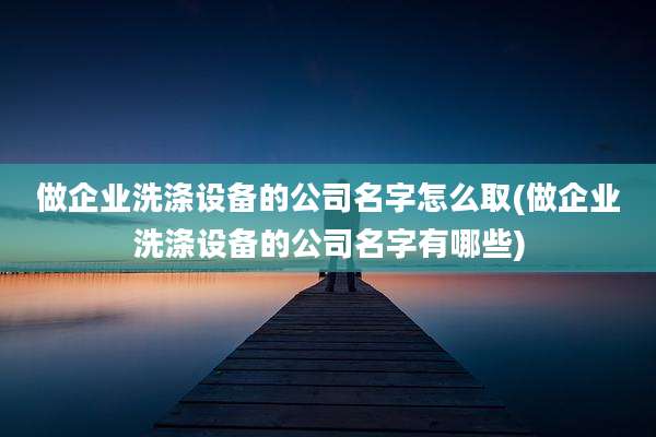 做企业洗涤设备的公司名字怎么取(做企业洗涤设备的公司名字有哪些)