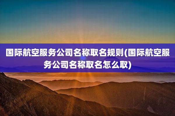 国际航空服务公司名称取名规则(国际航空服务公司名称取名怎么取)
