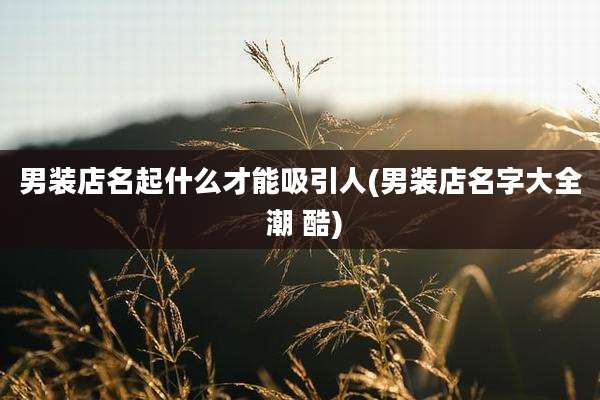 男装店名起什么才能吸引人(男装店名字大全 潮 酷)