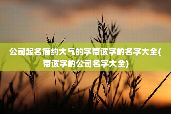 公司起名简约大气的字带波字的名字大全(带波字的公司名字大全)