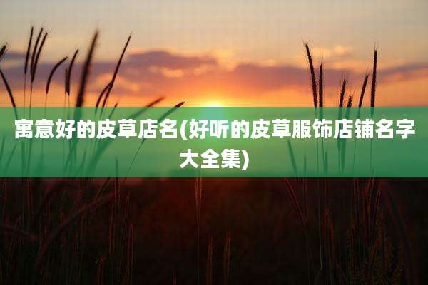 寓意好的皮草店名(好听的皮草服饰店铺名字大全集)