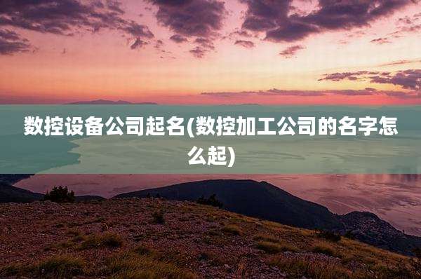 数控设备公司起名(数控加工公司的名字怎么起)