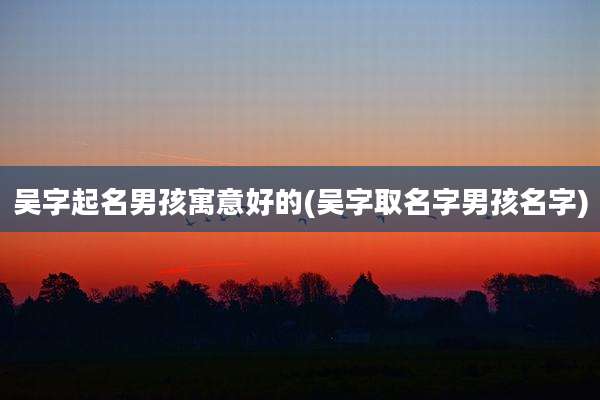 吴字起名男孩寓意好的(吴字取名字男孩名字)