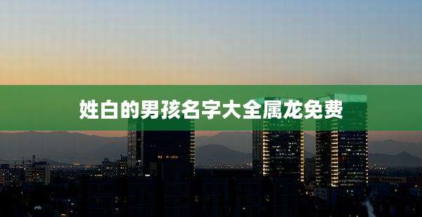 姓白的男孩名字大全属龙免费