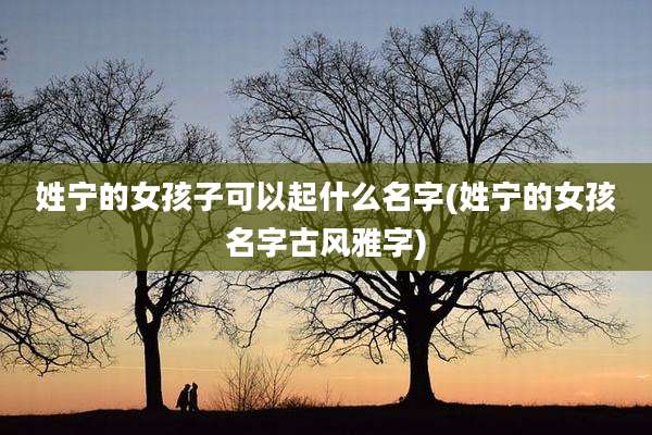 姓宁的女孩子可以起什么名字(姓宁的女孩名字古风雅字)