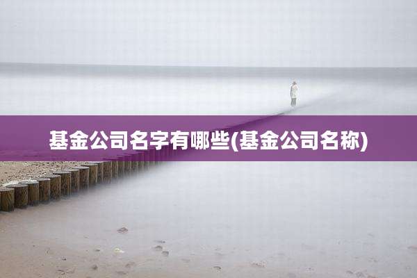基金公司名字有哪些(基金公司名称)