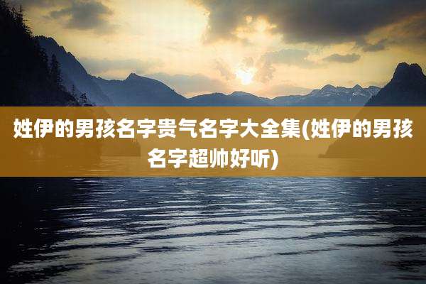 姓伊的男孩名字贵气名字大全集(姓伊的男孩名字超帅好听)