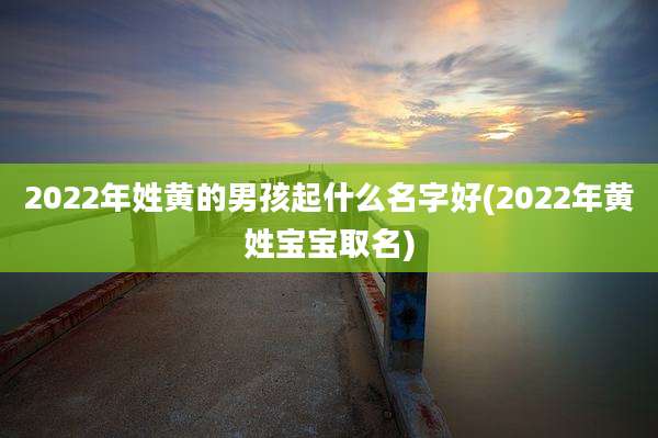 2022年姓黄的男孩起什么名字好(2022年黄姓宝宝取名)