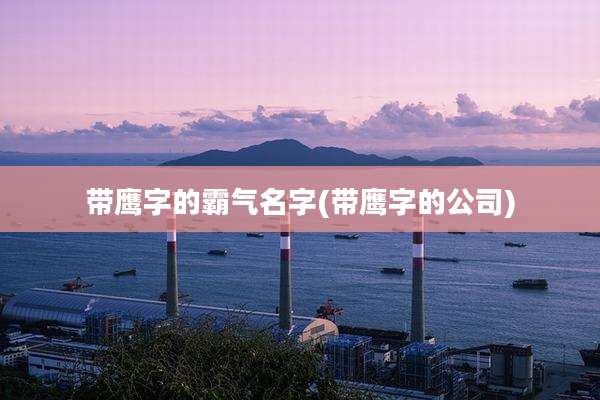 带鹰字的霸气名字(带鹰字的公司)