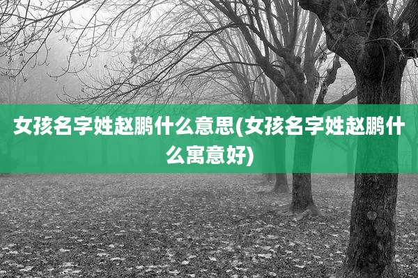 女孩名字姓赵鹏什么意思(女孩名字姓赵鹏什么寓意好)
