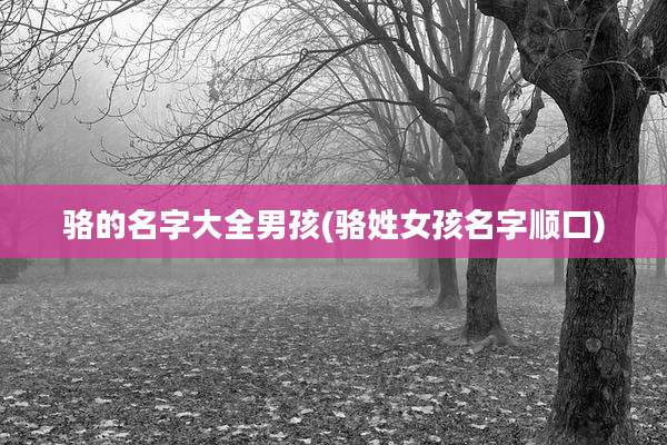 骆的名字大全男孩(骆姓女孩名字顺口)