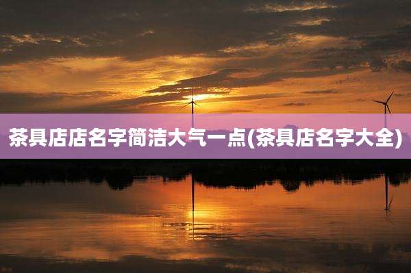 茶具店店名字简洁大气一点(茶具店名字大全)