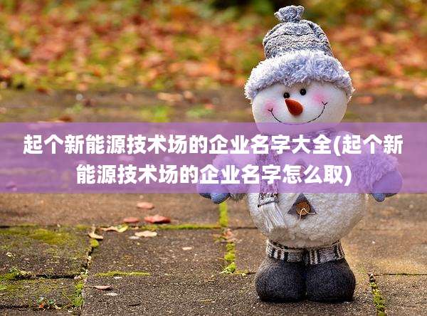 起个新能源技术场的企业名字大全(起个新能源技术场的企业名字怎么取)