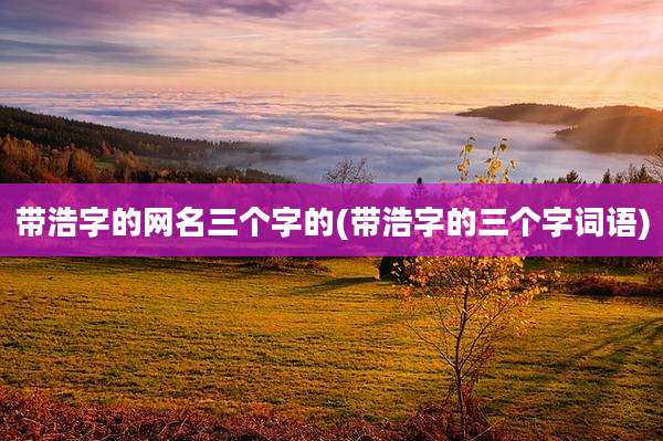 带浩字的网名三个字的(带浩字的三个字词语)