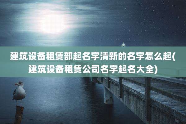 建筑设备租赁部起名字清新的名字怎么起(建筑设备租赁公司名字起名大全)