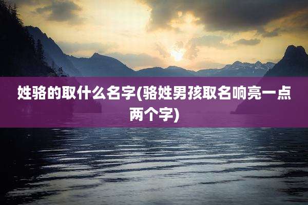 姓骆的取什么名字(骆姓男孩取名响亮一点两个字)