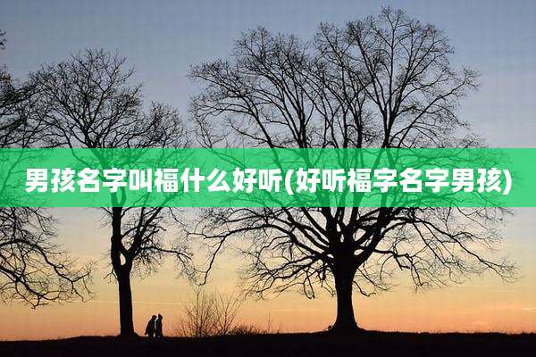 男孩名字叫福什么好听(好听福字名字男孩)