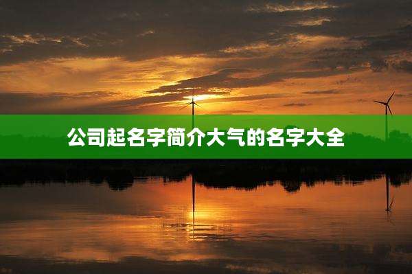 公司起名字简介大气的名字大全