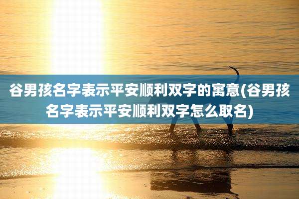 谷男孩名字表示平安顺利双字的寓意(谷男孩名字表示平安顺利双字怎么取名)