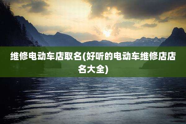 维修电动车店取名(好听的电动车维修店店名大全)