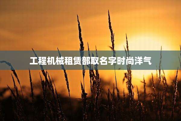 工程机械租赁部取名字时尚洋气