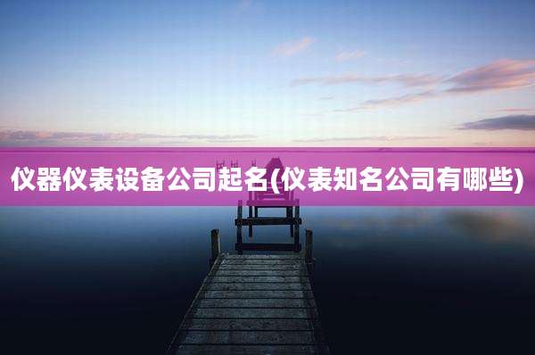 仪器仪表设备公司起名(仪表知名公司有哪些)