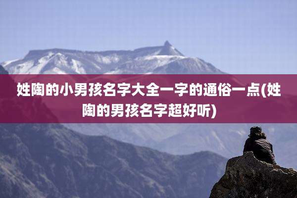 姓陶的小男孩名字大全一字的通俗一点(姓陶的男孩名字超好听)