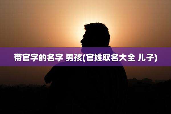 带官字的名字 男孩(官姓取名大全 儿子)