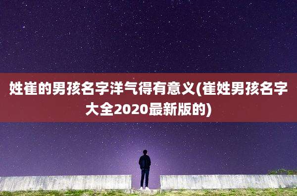 姓崔的男孩名字洋气得有意义(崔姓男孩名字大全2020最新版的)