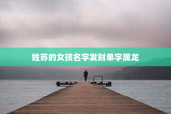 姓苏的女孩名字发财单字属龙