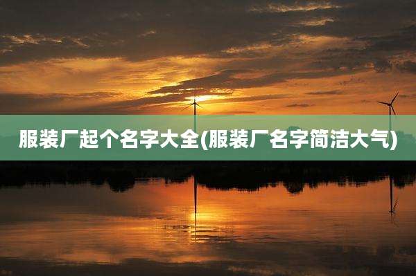 服装厂起个名字大全(服装厂名字简洁大气)