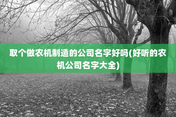 取个做农机制造的公司名字好吗(好听的农机公司名字大全)
