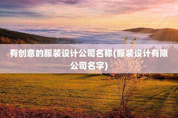 有创意的服装设计公司名称(服装设计有限公司名字)