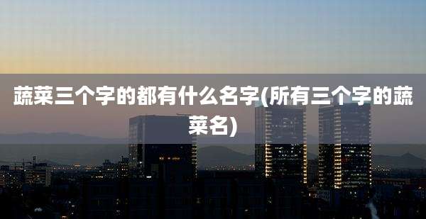 蔬菜三个字的都有什么名字(所有三个字的蔬菜名)