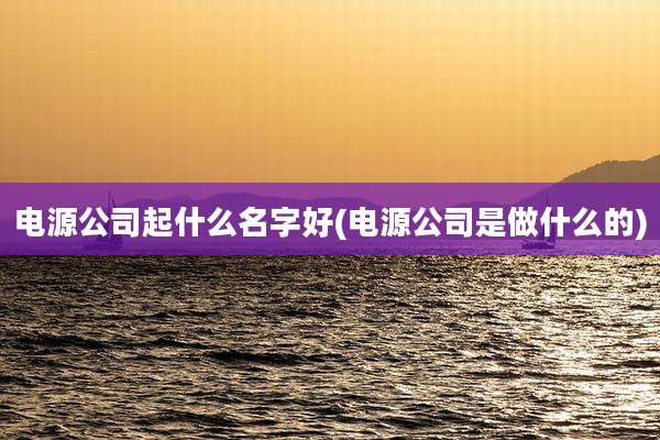 电源公司起什么名字好(电源公司是做什么的)