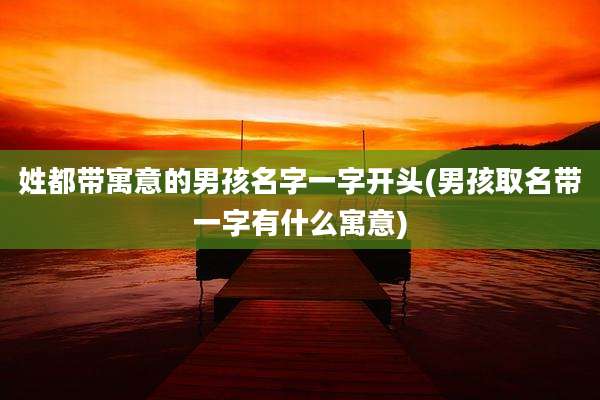 姓都带寓意的男孩名字一字开头(男孩取名带一字有什么寓意)