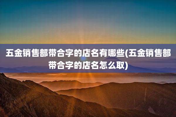 五金销售部带合字的店名有哪些(五金销售部带合字的店名怎么取)