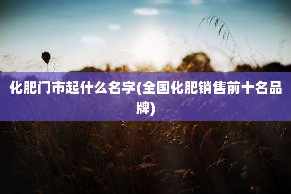 化肥门市起什么名字(全国化肥销售前十名品牌)