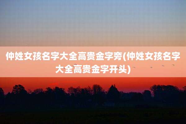 仲姓女孩名字大全高贵金字旁(仲姓女孩名字大全高贵金字开头)