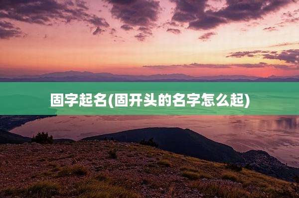 固字起名(固开头的名字怎么起)