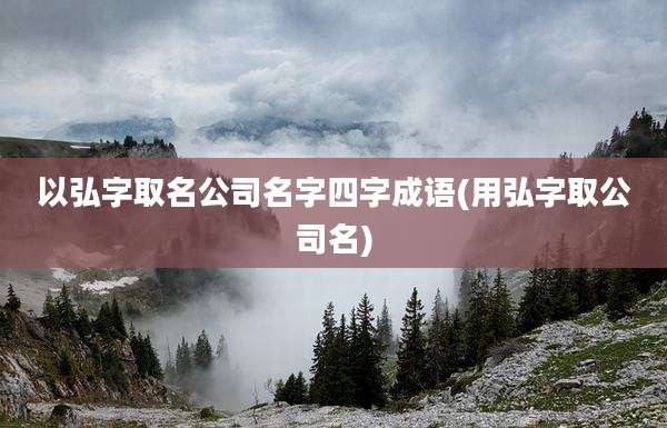 以弘字取名公司名字四字成语(用弘字取公司名)