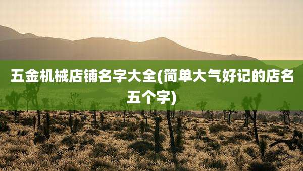 五金机械店铺名字大全(简单大气好记的店名五个字)