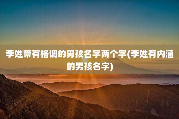 李姓带有格调的男孩名字两个字(李姓有内涵的男孩名字)