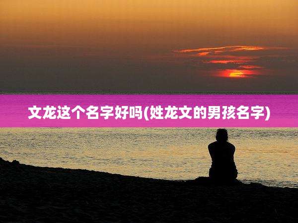 文龙这个名字好吗(姓龙文的男孩名字)